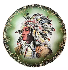 Native American Porträt antike Wandplatte des Häuptlings weißes Pferd - Bild 1 von 10
