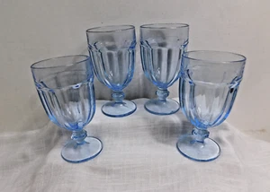 E7 - Libbey Glass USA Gibralter Duratuff Misty Blue Iced Tea Glasses Lot of 4 - Picture 1 of 5