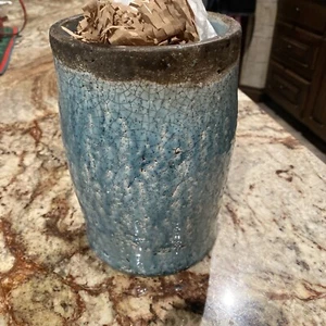 TAG Rustic Blue Crackle Glaze Vase (205329) - Picture 1 of 4