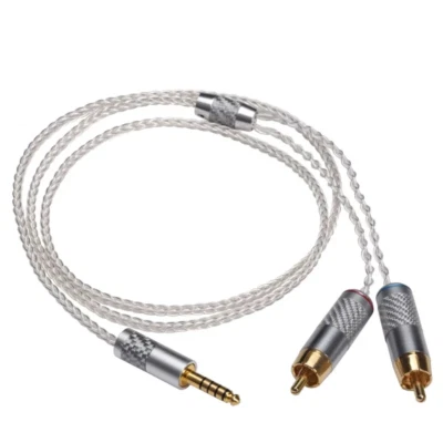 Cable de audio auxiliar de conexión amplificador de auriculares HIFI Pure Silver 2,5 mm 4,4 mm a 2 RCA Foto 1 de 4