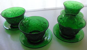 Anchor Hocking Glas 4 Waldgrün Sandwich Dessert Pudding Tassen & Einlagen - Bild 1 von 10