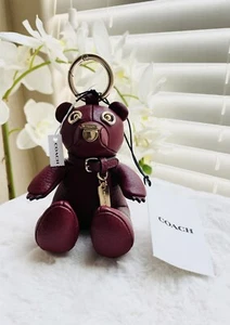 Coach Outlet Bear Bag Charm Lether Dark Ruby CP369 - NWT - Picture 1 of 5