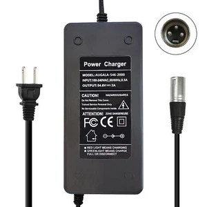 Cargador de alimentación 54,6 V 2A cabeza de cañón XLR se adapta a 48 V batería de litio para bicicleta eléctrica - Imagen 1 de 10