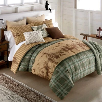 Donna Sharp Spruce Trail 3-Pc Comforter Set Rustic Lodge Cozy Log Cabin Green - Image 1 of 4