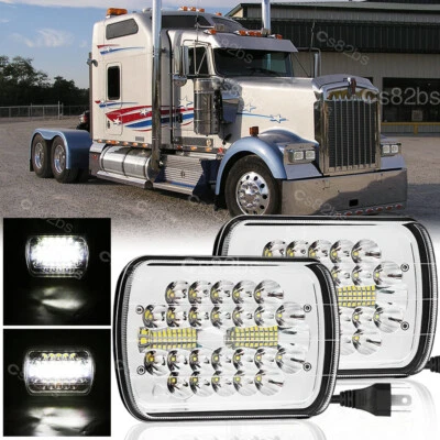 Par de faros LED HI/LO DRL para Kenworth T300 1997-2010 DOT 7x6" 5x7 pulgadas Foto 1 de 4