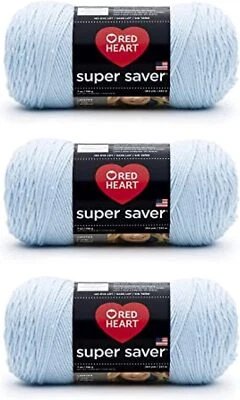 Red Heart Super Saver 浅蓝色纱线 - 3 件装 198 克/7 盎司 - 丙烯酸 - 4 中号 — 第 1/4 张图片