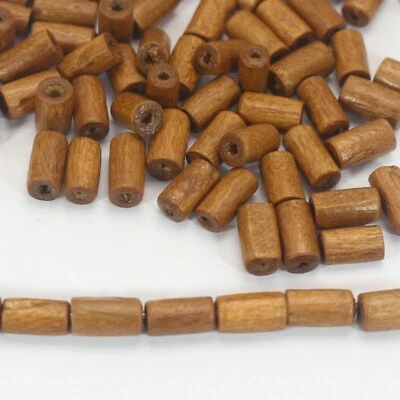 400 cuentas de tubo de columna de madera de café 5x8 mm cuentas espaciadoras de madera sueltas Foto 1 de 4