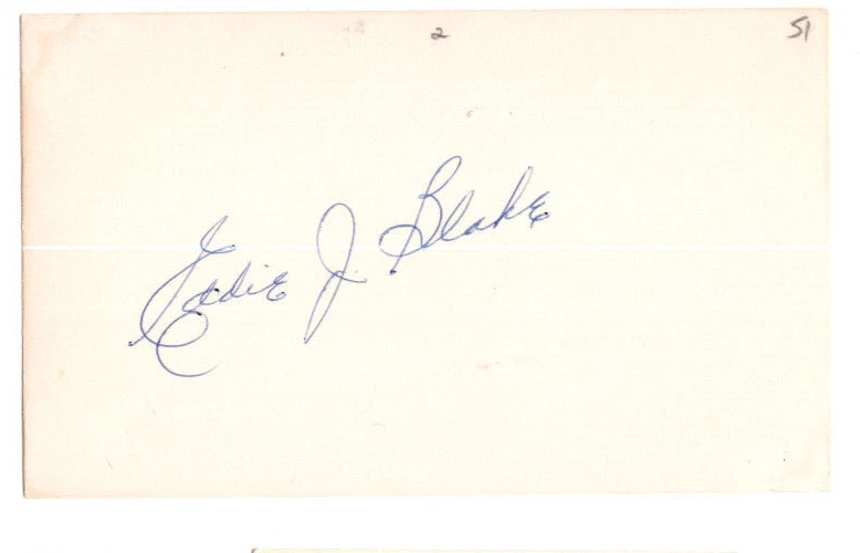 Eddie Blake Signed Index Card / Autographed MLB Baseball Cincinnati Reds - Image 1 of 1