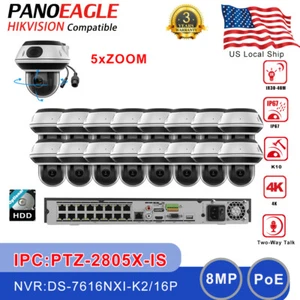 Hikvision Compatible Kit 16CH 8MP 5XZoom PTZ POE CCTV NVR IR Camera System Lot - Picture 1 of 26