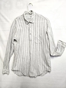 ARMANI COLLEZIONI MENS FINE LINEN SHIRT GREY SUBTLE STRIPES 42 CHEST 25 SLEEVE - Picture 1 of 3