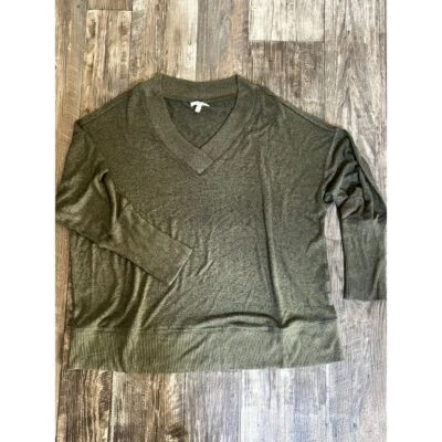Maurices Olive Green Ribbed Trim Sweater Long Sleeve Casual Knit Top 1X - Image 1 of 4