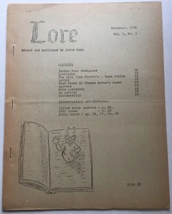 Lore Vol 1.1 #3 Nov, 1965 Sci-Fi Fanzine Jerry Page - Picture 1 of 3