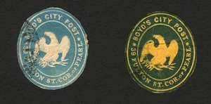 #20LU4 & #20LU7 1864 Blue & Deep Blue on Orange Boyd's City Post Local Envelope - Picture 1 of 1
