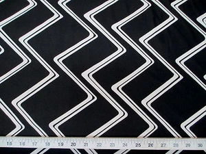 Printed Nylon 4 way stretch Bathing Suit Black White Zig Zag LY801 - Picture 1 of 1
