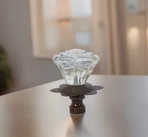 Set of Two Clear Hand Made Cut Glass Lamp Shade Finial Fit Standard Harp Thread - Picture 1 of 3