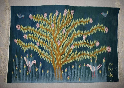 Hand Woven 3.5 FT Wall Hanging Tapestry-Egyptian Folk Art-Home Decor Kilim Rug- - Image 1 of 4