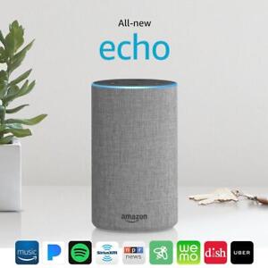 Amazon Echo 2nd Gen Smart Speaker Alexa n Dolby processing  Heather Gray Fabric