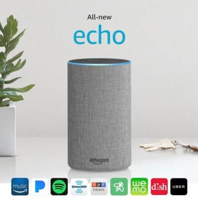 Altavoz inteligente Amazon Echo 2da generación procesamiento Alexa n Dolby tela gris jaspeado Foto 1 de 4