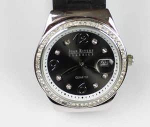 JOAN RIVERS Classics Watch, Quartz, Rhinestones Case, Black Face w/ Rhinestone - Picture 1 of 6