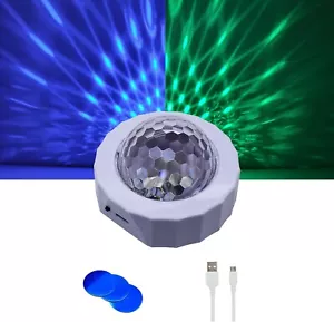 Sound Activated LED DJ Lights, White, USB Charged, 3 Colors, 2.8 x 1.9 Inches - Picture 1 of 8