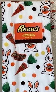 Reese’s White Bunny Plush Oversized Throw Blanket Measures 50 x 70 in - Picture 1 of 4