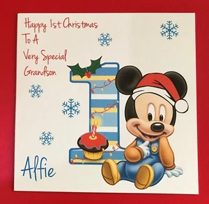 Baby's First Christmas Card Grandson Son Nephew Godson Personalised Boys 1st - Picture 1 of 6