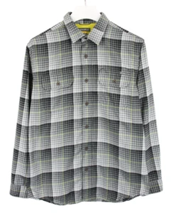 EDDIE BAUER Shirt Men's MEDIUM Flannel Button Up Spread Neck Plaid Grey - Picture 1 of 9