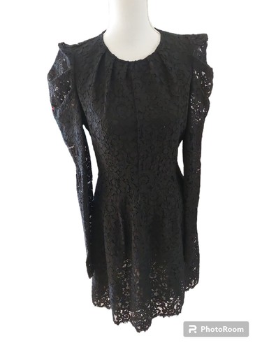 Splendido abito Michael Kors nero in pizzo completamente foderato taglia 4