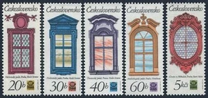 Czechoslovakia 2103-2107, MNH. Mi 2364-2368. Prague renaissance Windows, 1977. - Picture 1 of 1