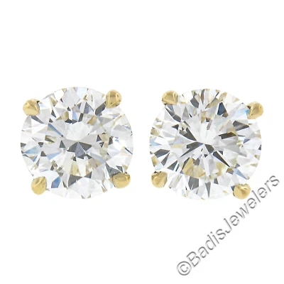 NUEVO ORO 18k 1.81ctw GIA Redondo Brillante Diamante 4 Puntas Martini Pendientes Foto 1 de 4