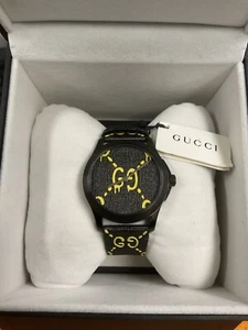 Gucci G-Timeless Ghost Quartz Black/Yellow Dial Steel 38mm Watch - Picture 1 of 10