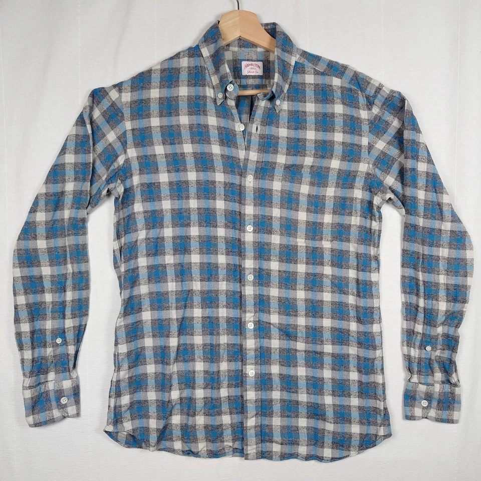Camisa Hamilton Co 1883 Para Hombre Algodón Cepillado Manga Larga Azul Gris Cuadros Mediana M Foto 1 de 4