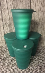 New Tupperware Impressions 11 oz Tumblers with Straw Seals Hunter Green New - Picture 1 of 1
