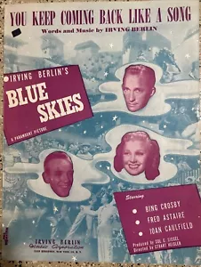 VTG SHEET MUSIC 1945 YOU KEEP COMING BACK LIKE A SONG BLUE SKIES CROSBY ASTAIRE - Picture 1 of 4