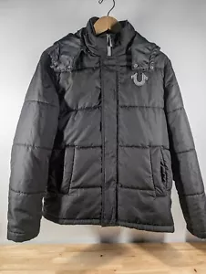 True Religion Puffer Jacket - Size Small - Black W/ Removable Hood - Picture 1 of 12