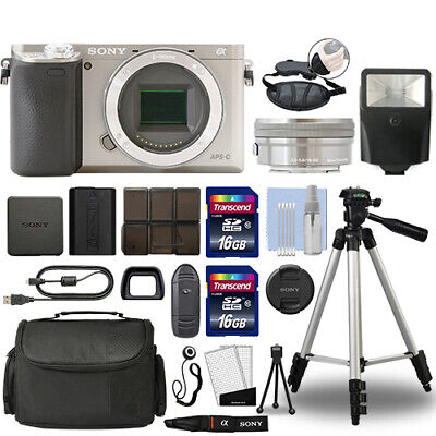 Sony Alpha a6000 Mirrorless Digital Camera with 16-50mm Lens Silver+ 32GB Bundle>