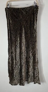 VTG Neman Marcus Burn Out Brown Velvet Skirt Bias Cut SZ 14 Rayon Silk - Picture 1 of 3