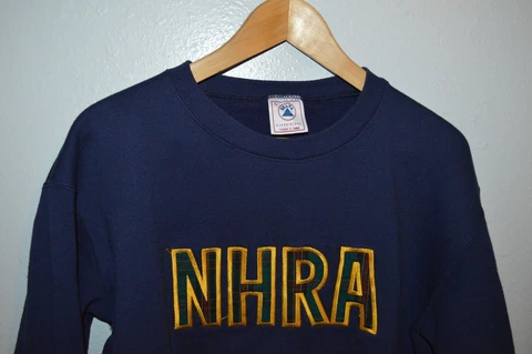 NHRA Hot rod Men's Embroidered Logo VTG Sweatshirt fits Mens Small Slim Medium Cover