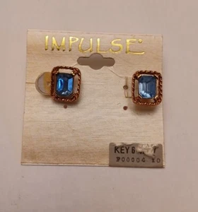 Impulse Goldtone Glass Cube Stud Earrings - Picture 1 of 3