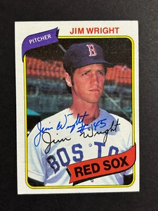 Tarjeta de béisbol firmada por Jim Wright de los Medias Rojas 1980 Topps #524 autógrafo automático 4 - Imagen 1 de 2