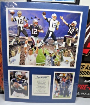 Fotos collage enmarcadas de Tom Brady New England Patriots 4 veces campeón del Super Bowl Foto 1 de 4