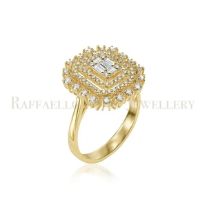 0.79 Ct Diamond Ring in 14k Yellow Gold Natural Baguette Round Fine Jewelry Gift - Picture 1 of 9