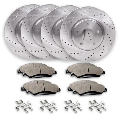 Front & Rear Drilled Brake Rotors + Pads for Chevy Equinox Malibu GMC Terrain - Image 1 of 4