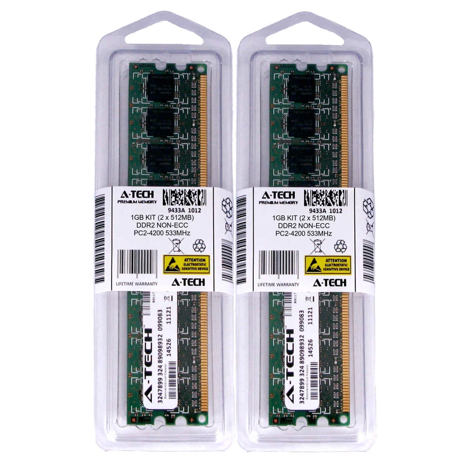 1GB 2 x 512MB DDR 2 Desktop Modules 4200 Low Density 240p 240-pin Memory Ram Lot - Image 1 of 1