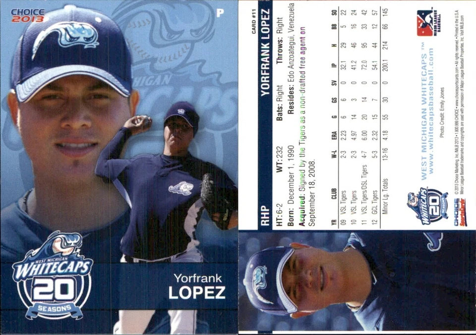 Yorfrank Lopez 2013 Choice West Michigan Whitecaps #11 RC FREE SHIP - Image 1 of 1