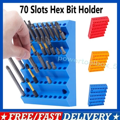 DEMKMILRI Hex Bit Holder Rack w/70 Hole Bit Storage 1/4 Inch Hex Screwdriver Bit Organizer