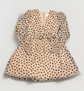 Kate Spade Silk Tie Wrap Dress Beige & Black Heartbeat Polka Dot Pattern Size 4 - Picture 1 of 21