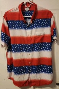 Mens Cabana silky patriotic button down shirt size Large Crown & Ivy A648 - Picture 1 of 5