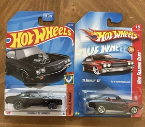 Hot Wheels Chevelle SS Express Black & Bonus ‘70 Chevelle SS Black w/flames - Picture 1 of 3