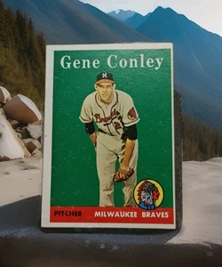1958 Milwaukee Braves Topps Baseball Card Gene  Conley P Vtg No Creases MLB #431 - Picture 1 of 2
